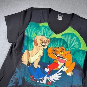 Disney Lion King  Scrub Top Womens extra large Black XL Simba Nala Tooniforms